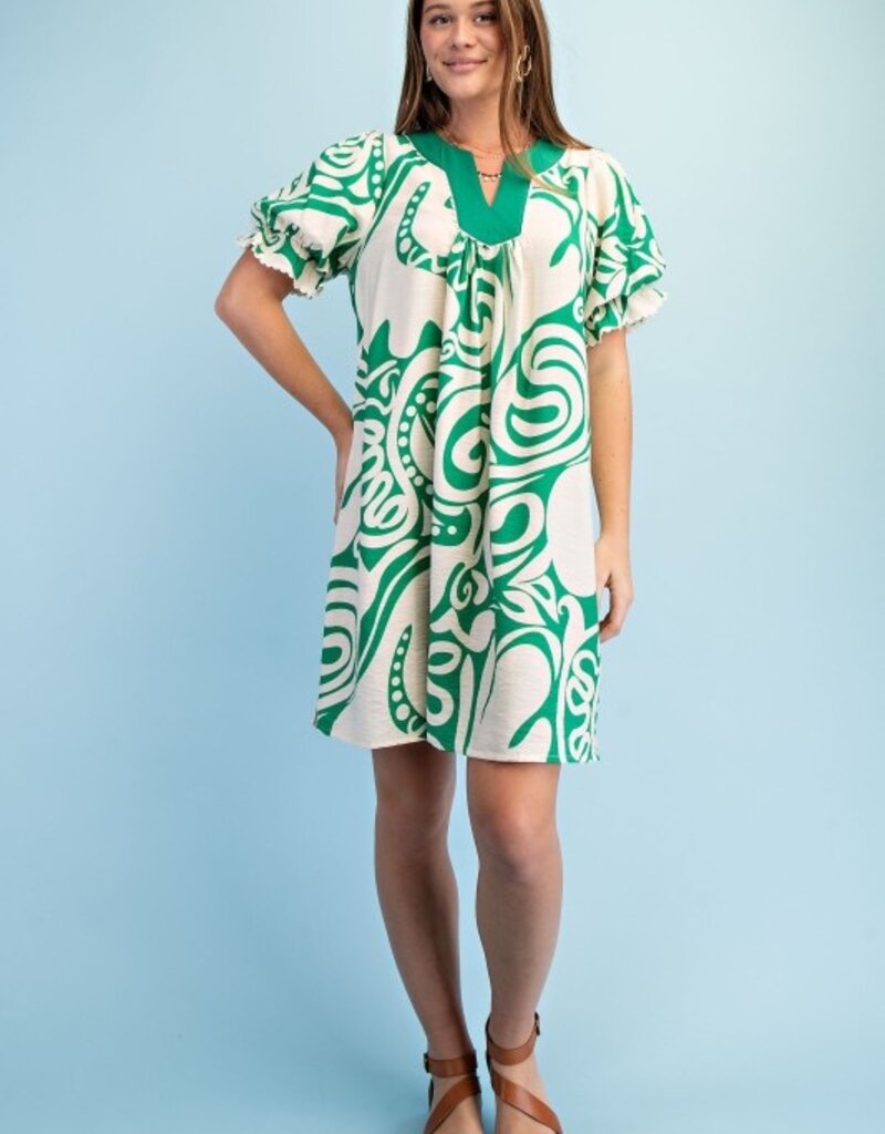 Patty Notch Neck Printed Dress