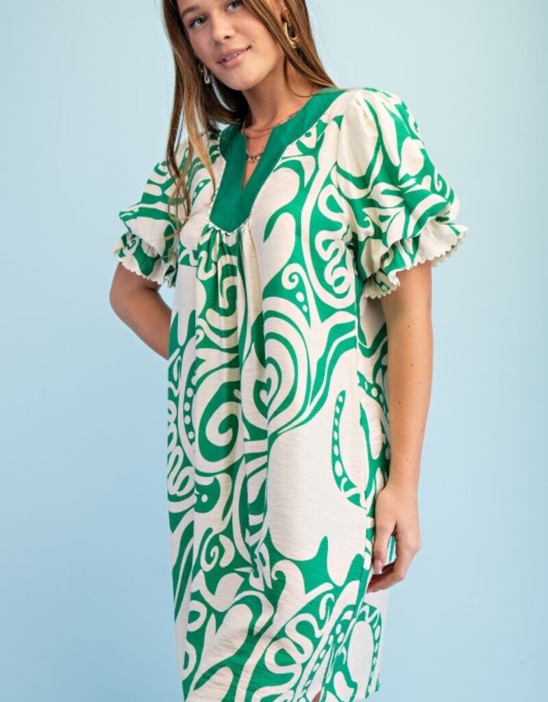 Patty Notch Neck Printed Dress