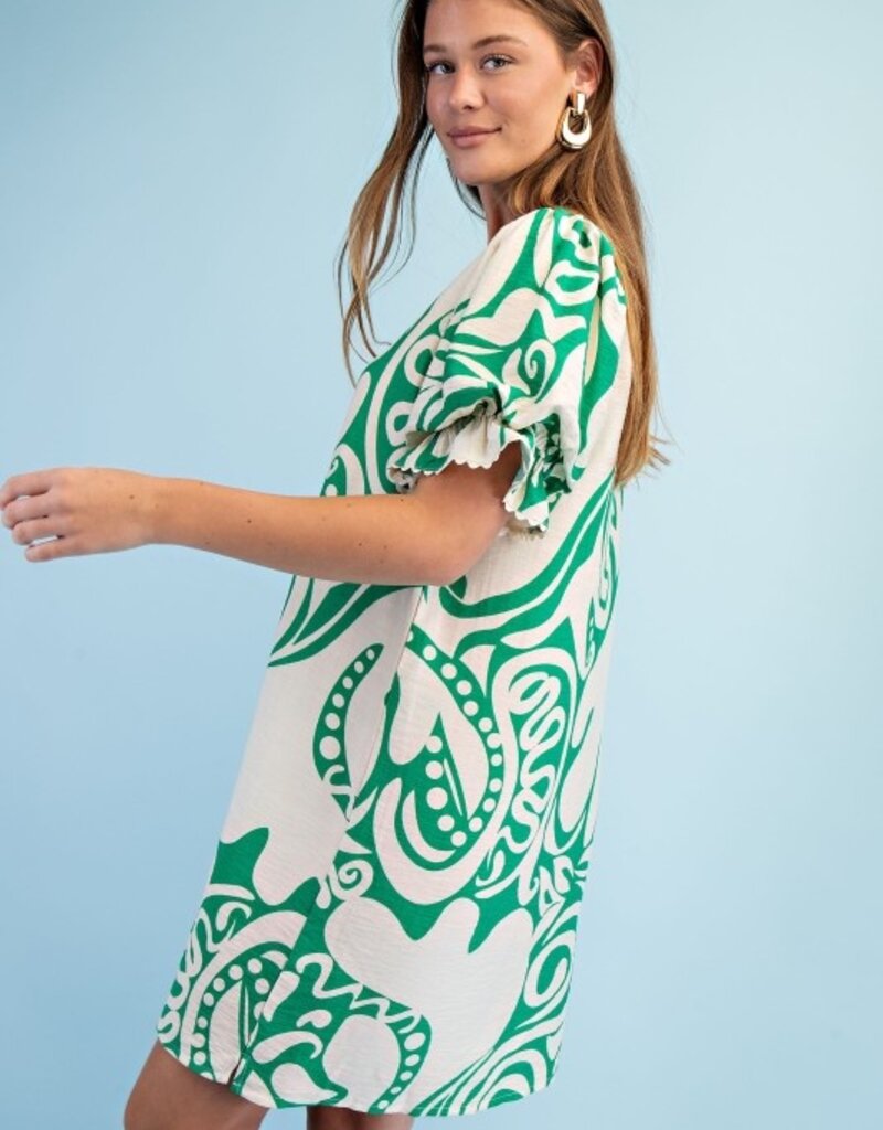 Patty Notch Neck Printed Dress