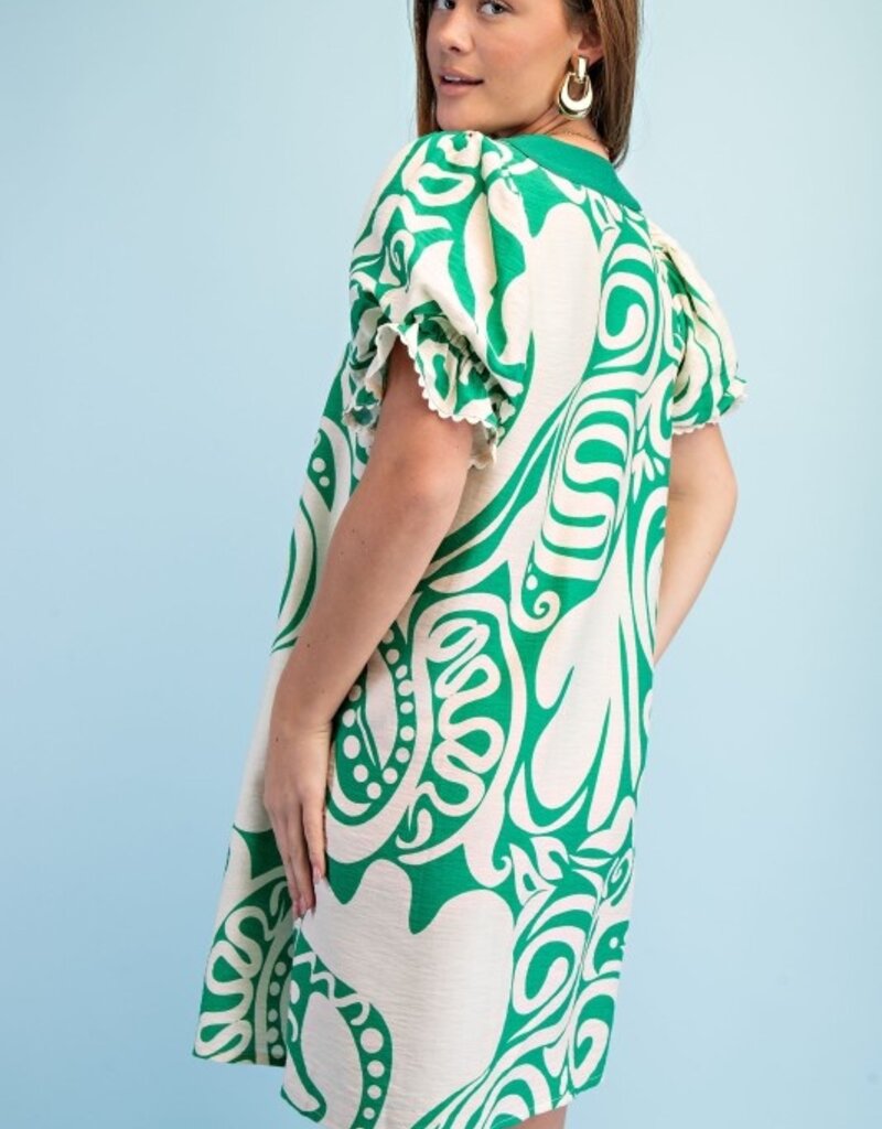 Patty Notch Neck Printed Dress