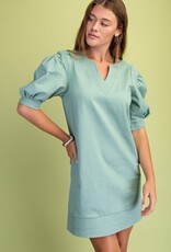 Selena V-neck - Puff Sleeve Detail Dress