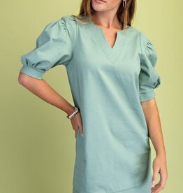 Selena V-neck - Puff Sleeve Detail Dress