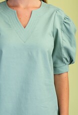 Selena V-neck - Puff Sleeve Detail Dress