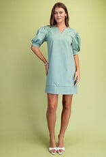 Selena V-neck - Puff Sleeve Detail Dress