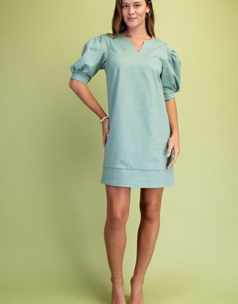 Selena V-neck - Puff Sleeve Detail Dress
