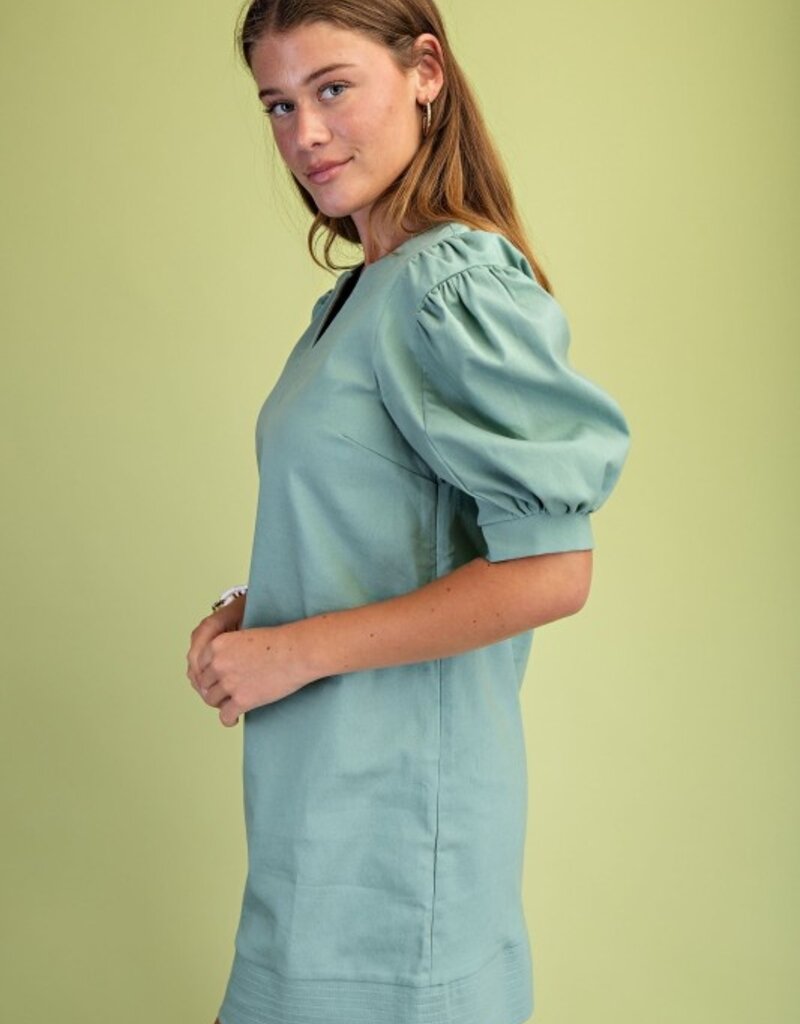 Selena V-neck - Puff Sleeve Detail Dress