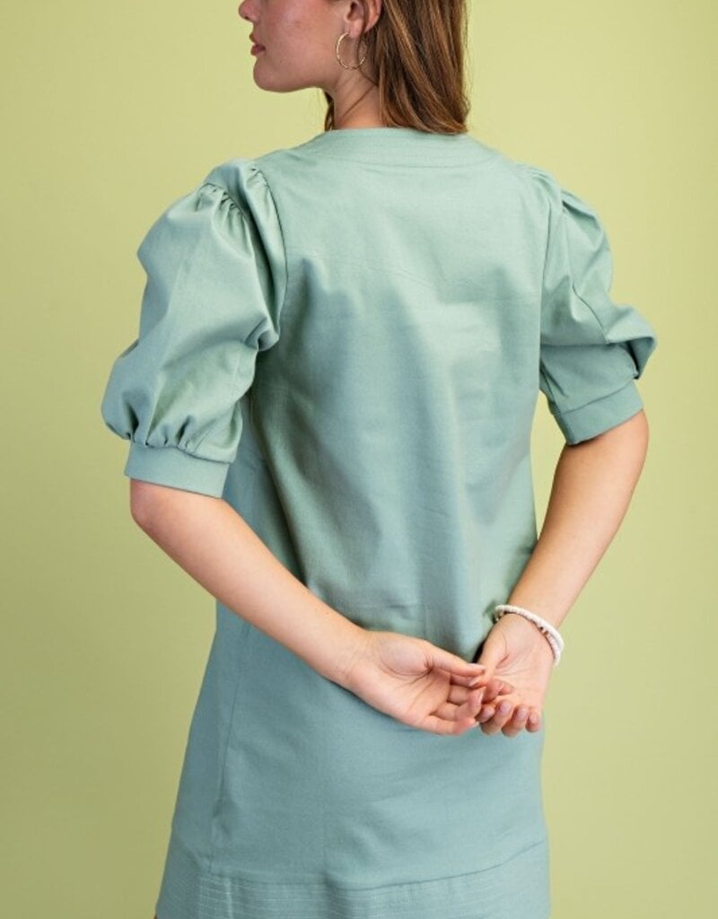 Selena V-neck - Puff Sleeve Detail Dress