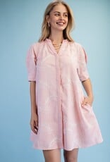 Ivy Embroidered V=Neck Ruffle Detail Dress