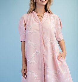 Ivy Embroidered V=Neck Ruffle Detail Dress