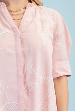 Ivy Embroidered V=Neck Ruffle Detail Dress