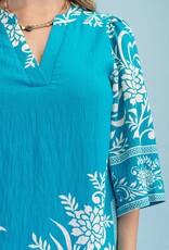 Rebecca Border Print Relaxed Fit V-neck Dress