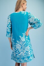 Rebecca Border Print Relaxed Fit V-neck Dress