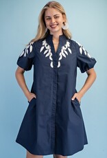 Elizabeth Embroidered Short Puff Sleeve Dress