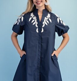 Elizabeth Embroidered Short Puff Sleeve Dress