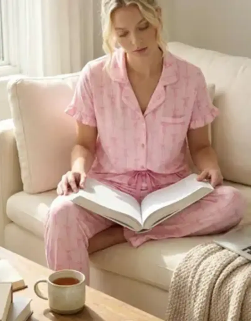 Romantic Bow Frilly Pj Set - 3-Piece