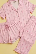 Romantic Bow Frilly Pj Set - 3-Piece