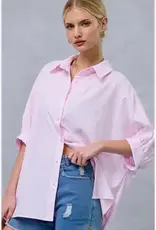 Relaxed Striped Shirt 3/4 Sleeve Top