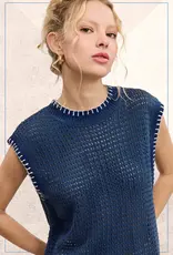 Crochet Knit Stitching Detail Sleeveless Top