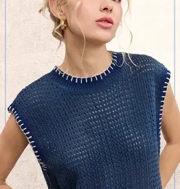 Crochet Knit Stitching Detail Sleeveless Top