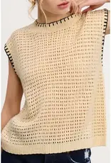 Crochet Knit Stitching Detail Sleeveless Top