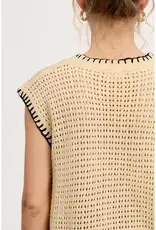 Crochet Knit Stitching Detail Sleeveless Top