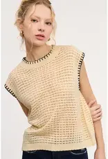 Crochet Knit Stitching Detail Sleeveless Top