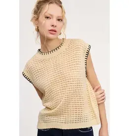 Crochet Knit Stitching Detail Sleeveless Top