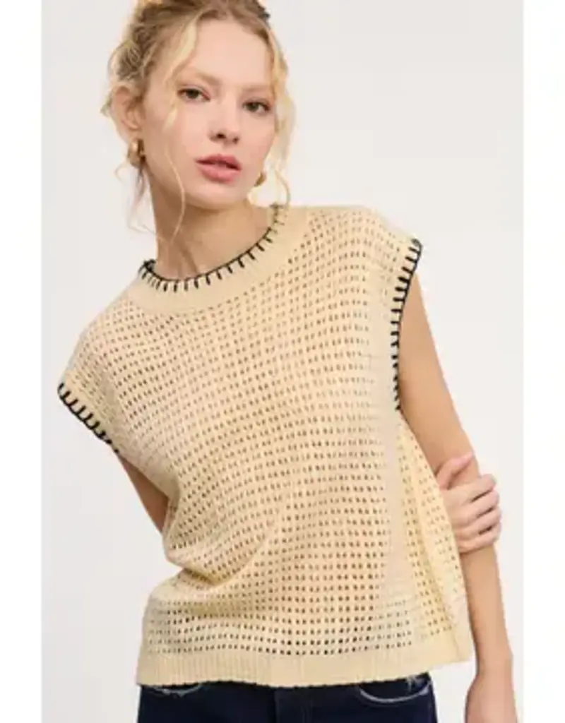 Crochet Knit Stitching Detail Sleeveless Top
