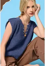 V-Neck Button Detail Knit Top