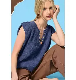 V-Neck Button Detail Knit Top