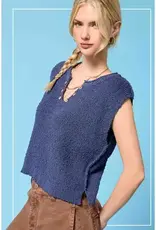 V-Neck Button Detail Knit Top