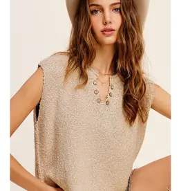 V-Neck Button Detail Knit Top