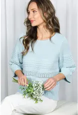 Crochet Knit Top With 3/4 Sleeves