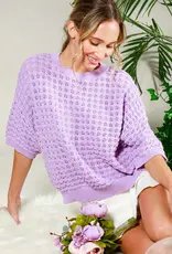 Carly Crochet Textured Knit Top