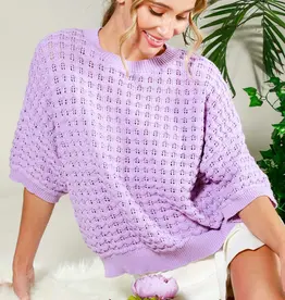 Carly Crochet Textured Knit Top