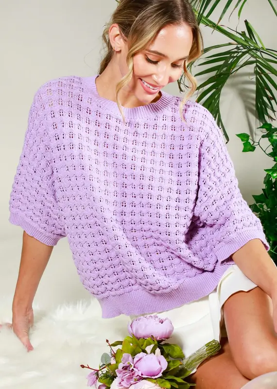 Carly Crochet Textured Knit Top