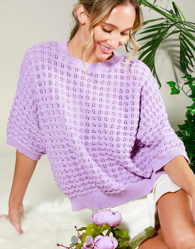 Carly Crochet Textured Knit Top