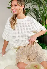 Carly Crochet Textured Knit Top
