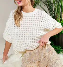 Carly Crochet Textured Knit Top
