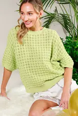 Carly Crochet Textured Knit Top