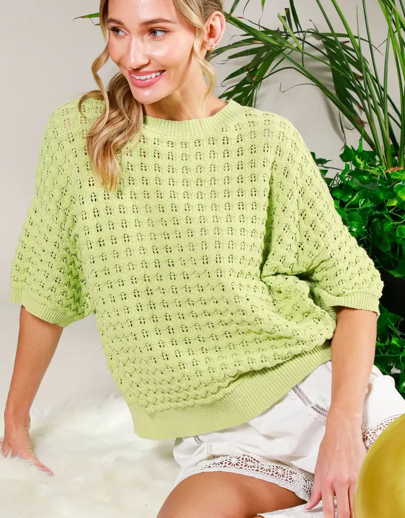 Carly Crochet Textured Knit Top