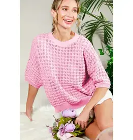 Carly Crochet Textured Knit Top