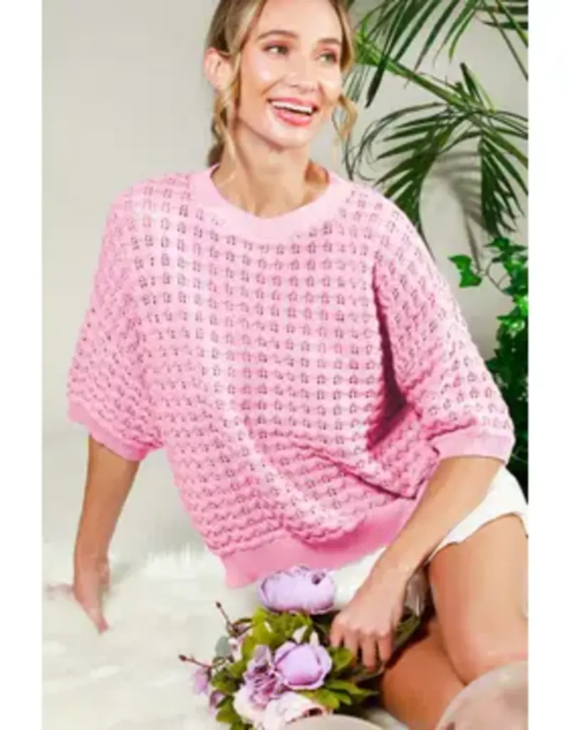 Carly Crochet Textured Knit Top