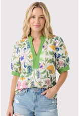 Mandarin Collar Floral Printed Top