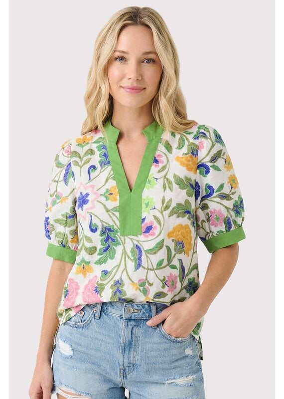 Mandarin Collar Floral Printed Top