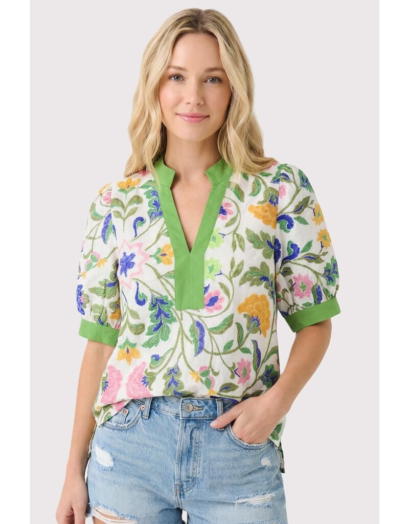 Mandarin Collar Floral Printed Top