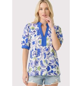Mandarin Collar Floral Printed Top