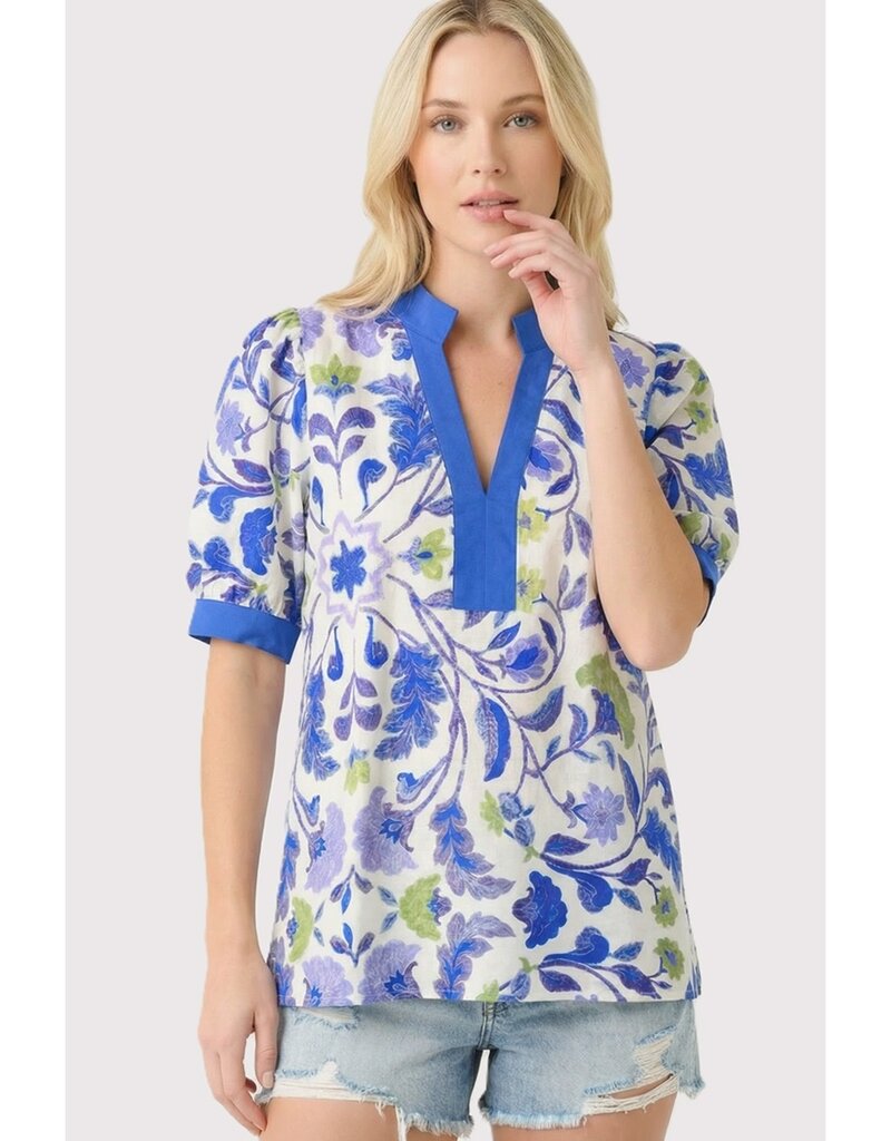 Mandarin Collar Floral Printed Top