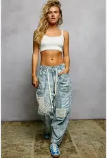 Twill Denim Patchwork Straight Jean