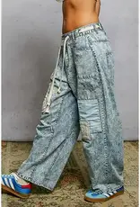 Twill Denim Patchwork Straight Jean